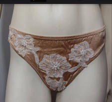 Oscar Del La Renta Vintage Pink Label Floral Thong Panties Size Large