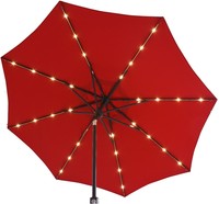 Patio Umbrella Red Market Shade 9-ft X 9-ft Led Solar Panel Crank Lift Handle Uv Patio Umbrella Red Market Shade 9-ft X 9-ft Led Solar Panel Crank Lift Handle Uv