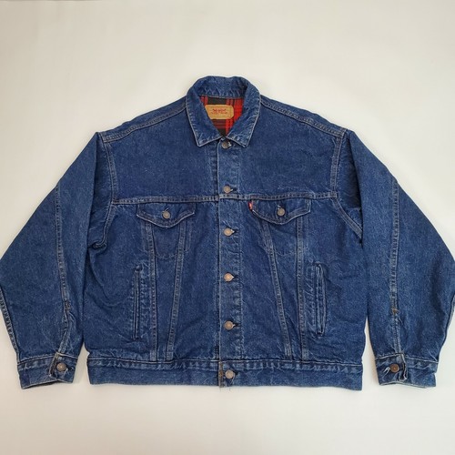 Flannel Lined Denim Trucker Jacket Size 