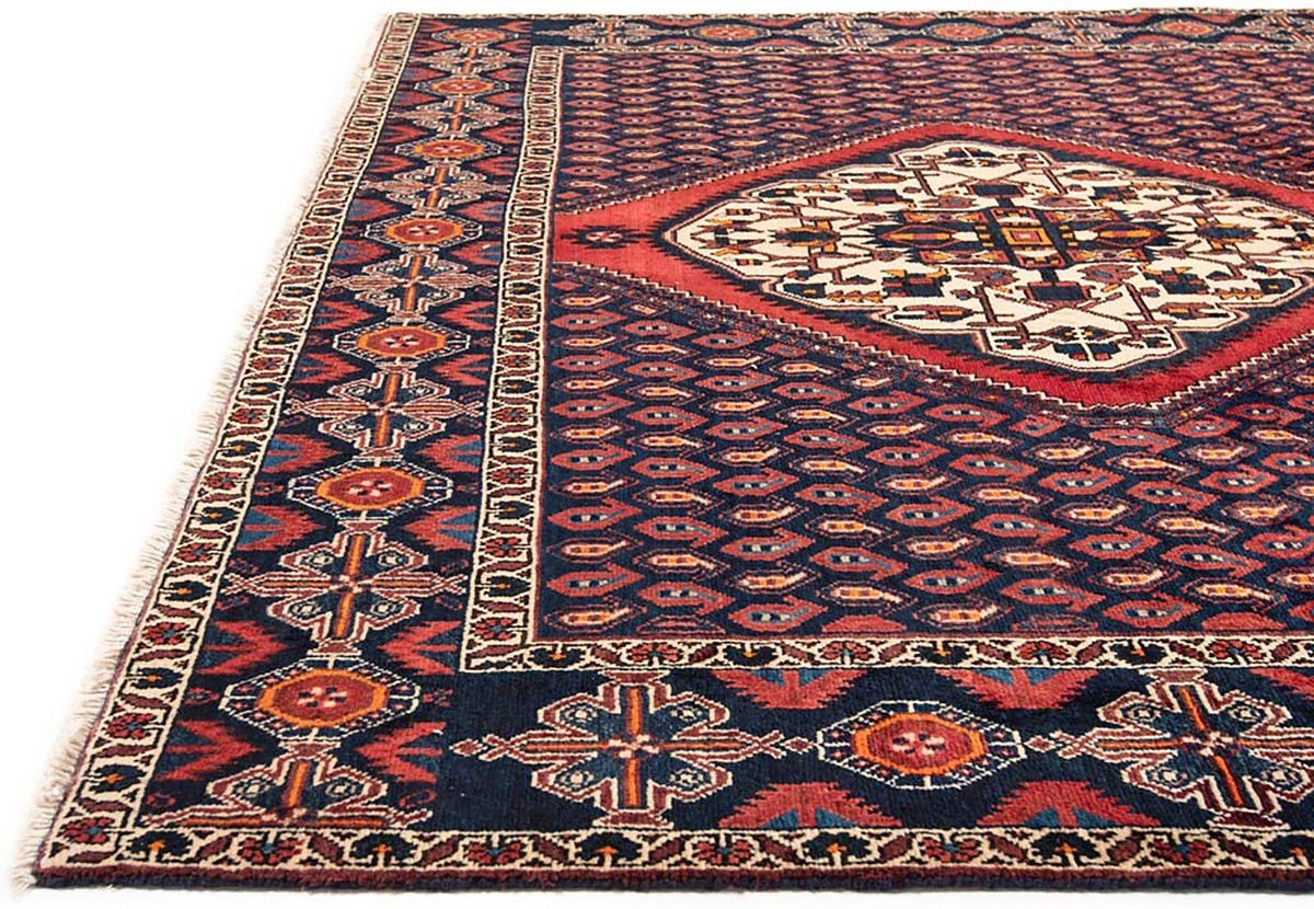 Tapis Persan Zanjan – 200 X 124 Cm – Tissé Main – Laine Et Coton – Rouge