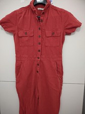 OUTERKNOWN Jumpsuit Womens XS Burnt Orange Shirt Button Up Linen Blend Straight