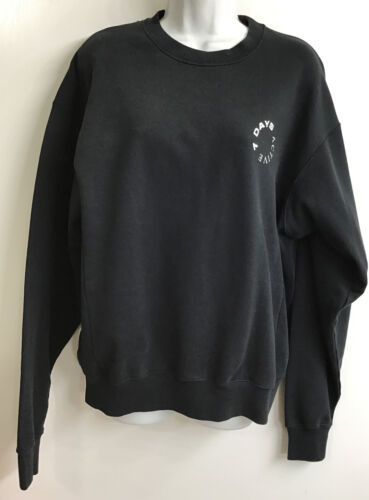7 Days Active 2 Pc Sweatshirt Every Day Monday Crew Black / Joggers Size XS New