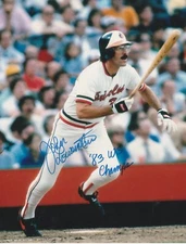 JOHN LOWENSTEIN BALTIMORE ORIOLES  1983 WS CHAMPS  ACTION SIGNED 8x10