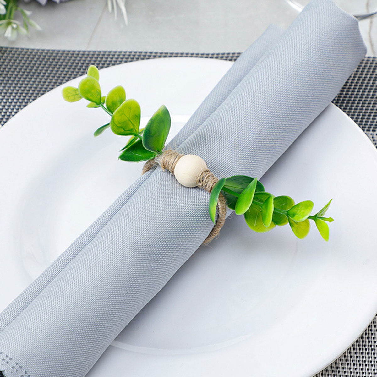 6Pcs Eucalyptus Napkin Rings Handmade Green Napkin Buckle Holders Table Decor eBay