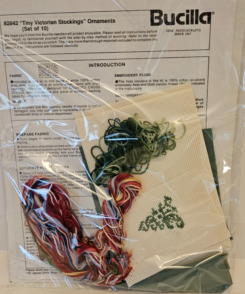 BUCILLA CHRISTMAS TINY VICTORIAN STOCKINGS COUNTED CROSS STITCH