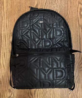 DKNY BLACK BACKPACK Women's Maya Quilted Softshell Adjustable Straps Free Ship