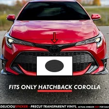 Fits 2019-2025 Toyota Corolla Hatchback Smoke Emblem Decals FRONT Tint Overlay