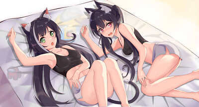 Anime girls digital art artwork 2d ecchi petite shorts Playmat Gaming Mat Desk
