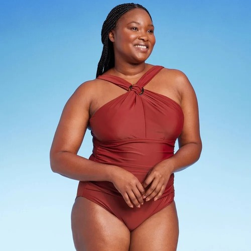 Women's Ring Crossover Ruched Full Coverage One Piece Swimsuit - Kona Sol Red L - Bild 6 von 12