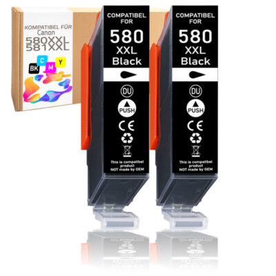 2 Cartucce Nere Compatibili Canon PGI-580 XXL Per PIXMA TS9550, TR8550, TS705 E Tanti Altri