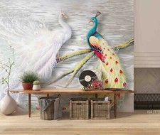 3D Peacock Self-adhesive Removeable Wallpaper Wall Mural Sticker 02