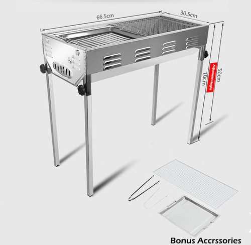 Stainless Steel Portable Outdoor BBQ Barbecue Grill Charcoal Picnic Camping Set - Picture 6 of 6