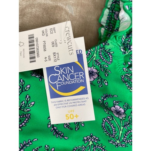 Crewcuts Two-piece Swimsuit Girls Size 4-5 Green Blue Floral Print Ruffles - Picture 5 of 8