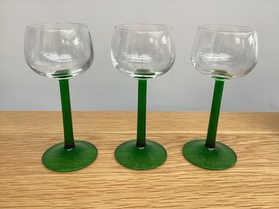 Vintage Luminarc France Green Straight Stem Wine Glasses 70 s Hock Set Of 3