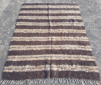 Vintage Handmade Moroccan Berber Striped Tribal Wool Kilim Rug 169x128 cm