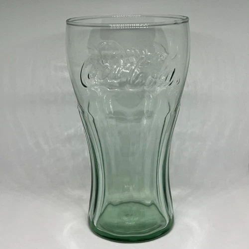 Vintage Coke Coca Cola 16 oz Green Tint Glass Embossed