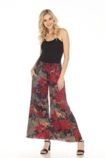 Johnny Was Claret Rachel Silk Blend Floral Wide Leg Pants C61722AO
