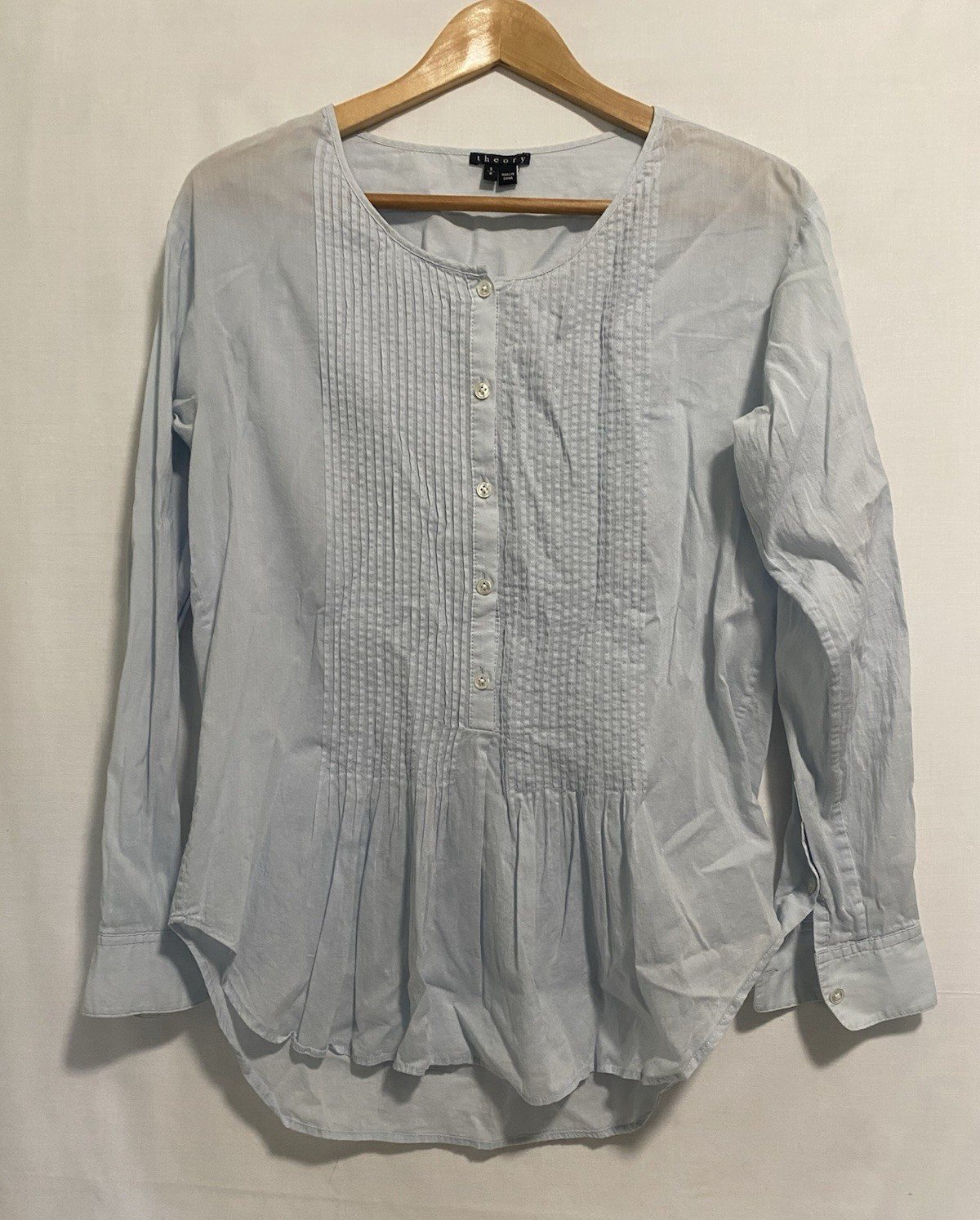 Theory Womens Blouse Top Long Sleeve Size Small 100% Cotton
