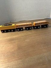 Circo Wooden Railroad Train Car Set of 3 Magnetic Orange Yellow