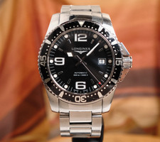 Longines HydroConquest Black 41mm Automatic 300m L3.642.4.56.6 Aluminum Bezel