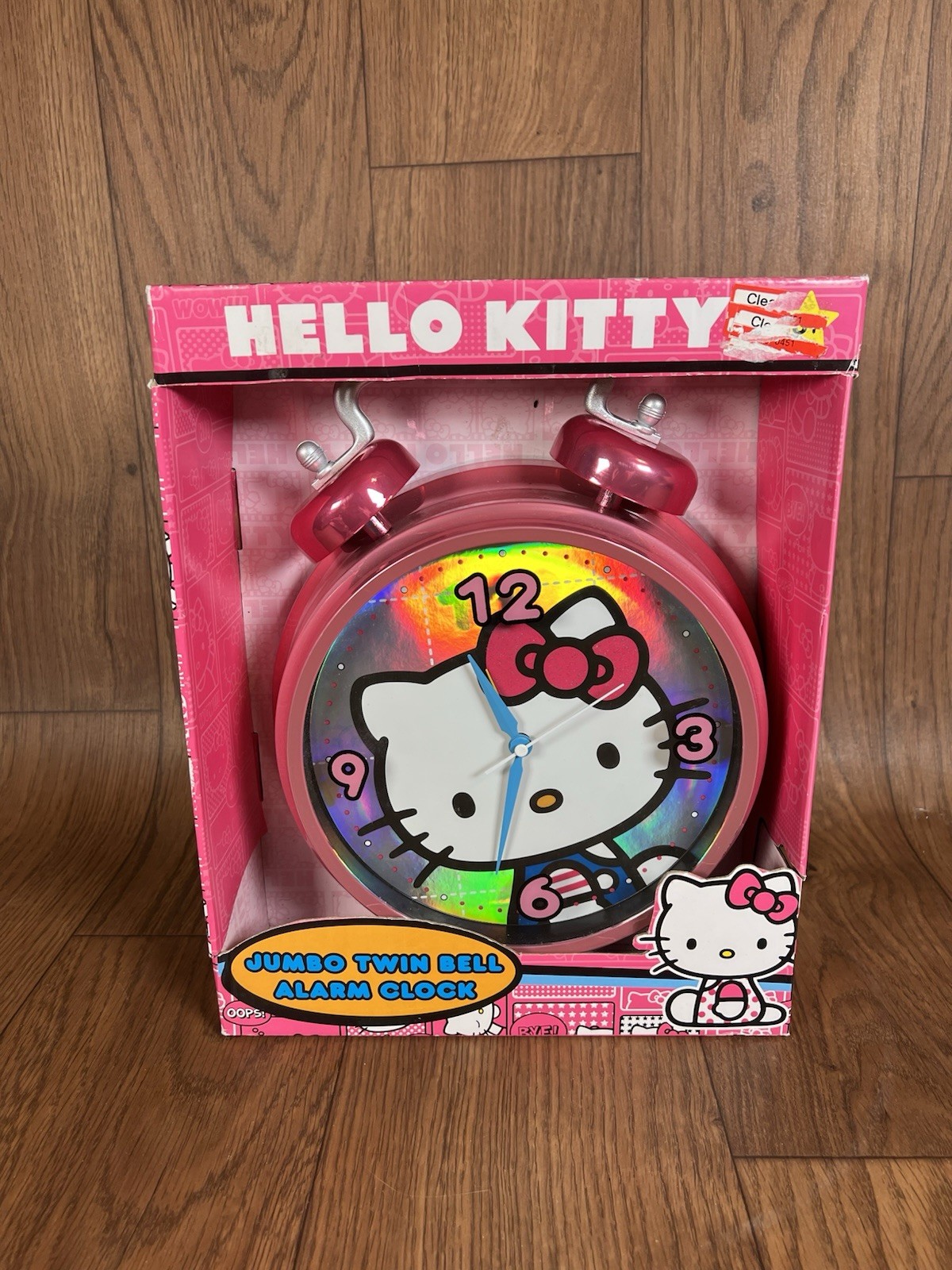 Hello Kitty Jumbo Twin Bell Alarm Clock 12" Pink Open Box