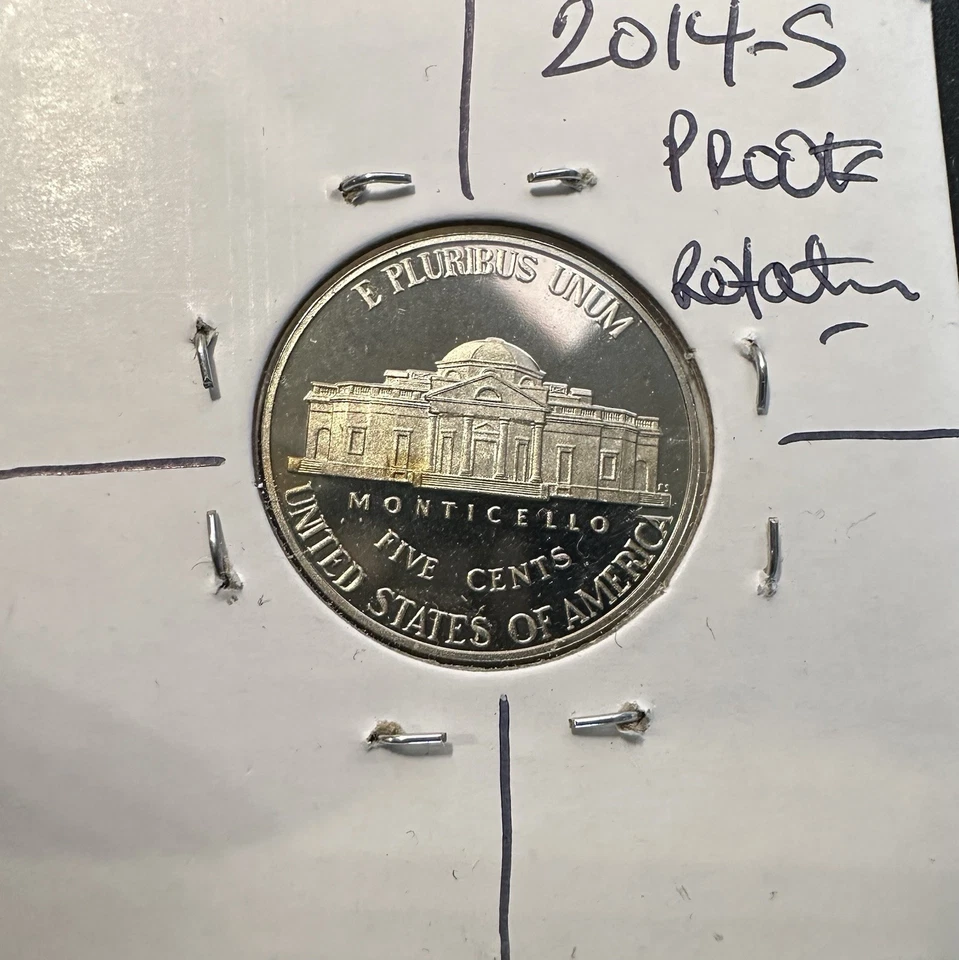 2014-S Proof Jefferson Monticello Nickel rotated Reverse Die Error - Image 2 of 2