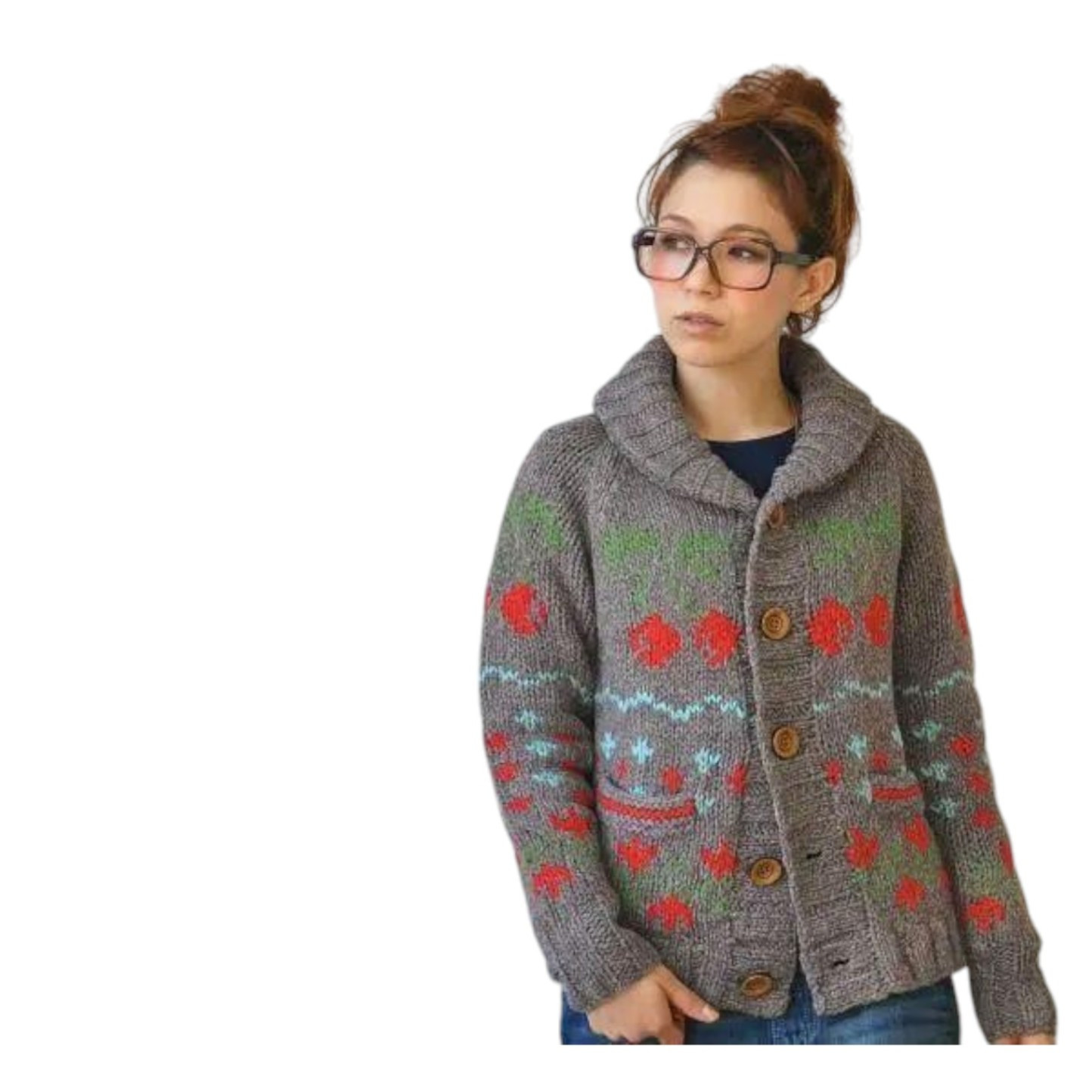 ALTRA Giacca stile Cowichan lavorata a mano lana cappotto in maglia ciliegia taglia gratuita #EB ACA