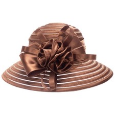 Womens Church Wedding Royal Ascot Ladies' Day Satin Ribbon Feathers Sun Hat A214