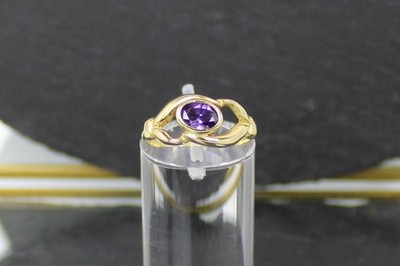 Amethyst Gold Ring, 750 Yellow Gold, 18ct, Arezzo, Italy