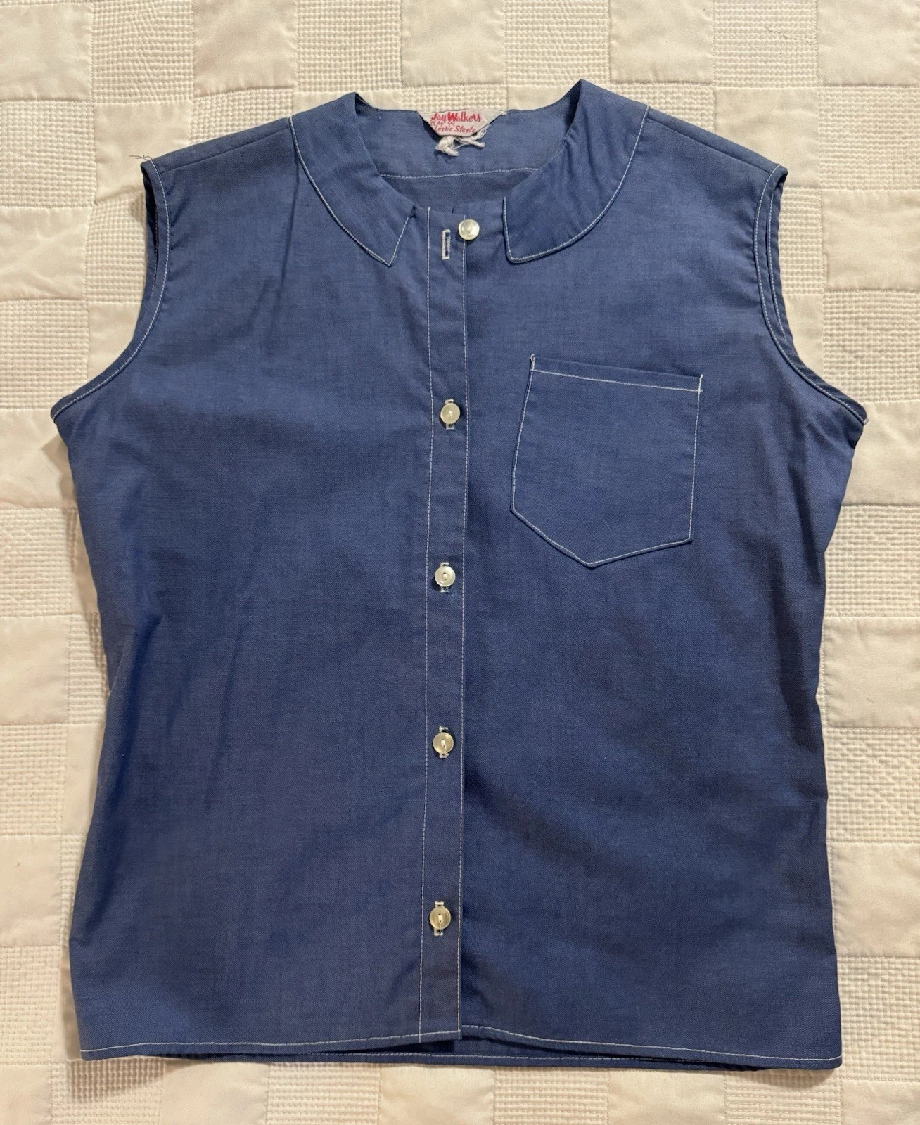 Vintage Jaywalkers By Leslie Steele Woman’s Mockery Sleeveless Denim Look Top