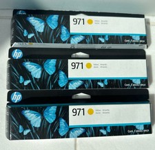 LOT OF 3 GENUINE HP 971 Yellow CN624AM INK CARTRIDGE X451DN X451DW X576DN 8/2026