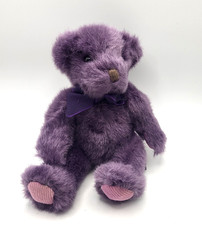 Russ Berrie Purple Teddy Bear with Bow Tie Plush Stuffed Animal Small 5 Inches