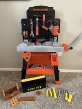 BLACK DECKER Kids Tools Workbench Power Drill Saw Realistic Sounds