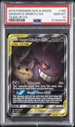 2019 POKEMON SUN & MOON TEAM UP #165 FULL ART/GENGAR & MIMIKYU GX PSA 10