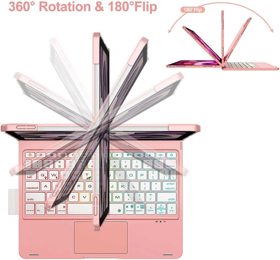 For iPad Pro 11 4th/3rd/2nd/1st Gen Air 4/5th Backlit Rotate Keyboard Case Cover - Image 4 of 4
