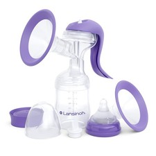 Lansinoh Manual Breast Pump, Hand Pump with Comfortable 10 Piece Set, Clear