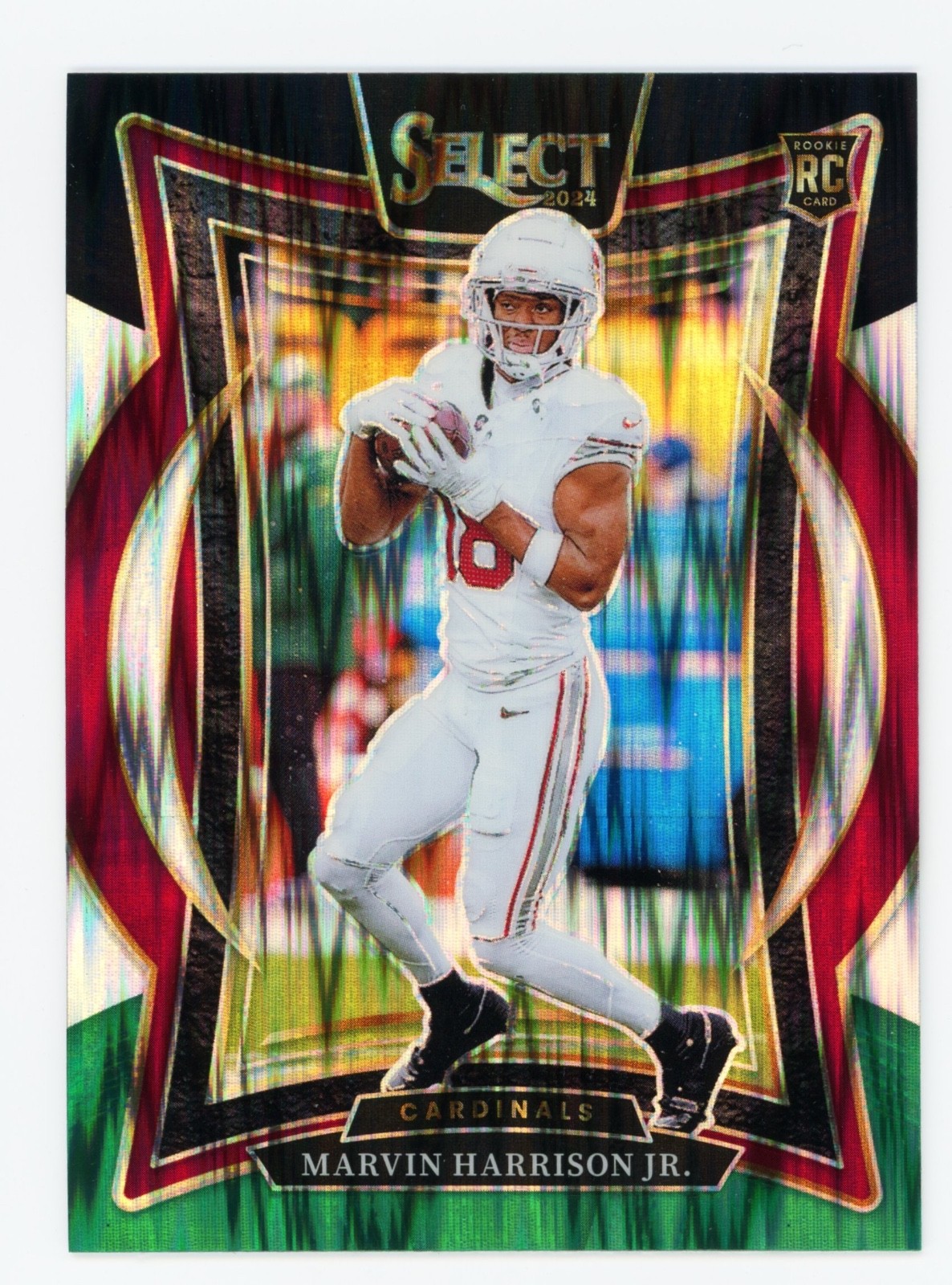 2024 Panini Select Marvin Harrison Jr #28 Black Green Prizm Shock RC Cardinals