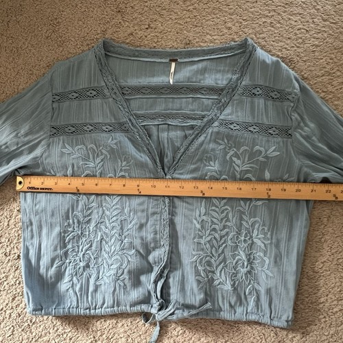 Free People Follow Your Heart Blue Embroidered Women's Top Large - Picture 5 of 10