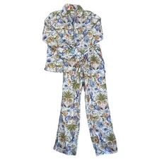 The Lazy Poet Sissy Blue Jungle Lush Pajama Set Size Medium Unique Lounge
