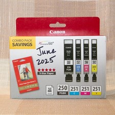 Original Canon PGI-250 / CLI-251 Color Ink Value Pack Paper Not Included 
