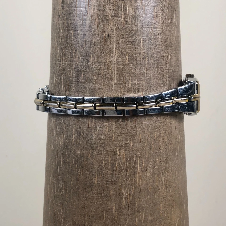 Seiko Women V116-0AH0 Dress Two Tone Rectangular Solar Analog 17mm Watch 7 1/4" - Image 3 of 4