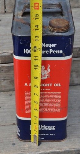 Rare Vintage Fred Meyer Penn Oil Can 100% Pure Pennsylvania Motor 10 quarts Red - Picture 18 of 18
