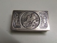 ANCIENNE BOITE A TIMBRES METAL ARGENTE