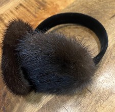 Vintage Brown Mink Ear Muffs with Black Velvet Headband