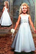 Girls' Light Ivory Formal Dress with Bow for Flower Girl, Wedding
