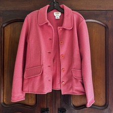 Talbots Woman Jacket Womens Pink Medium Alpaca Boiled Wool Blend Button Blazer
