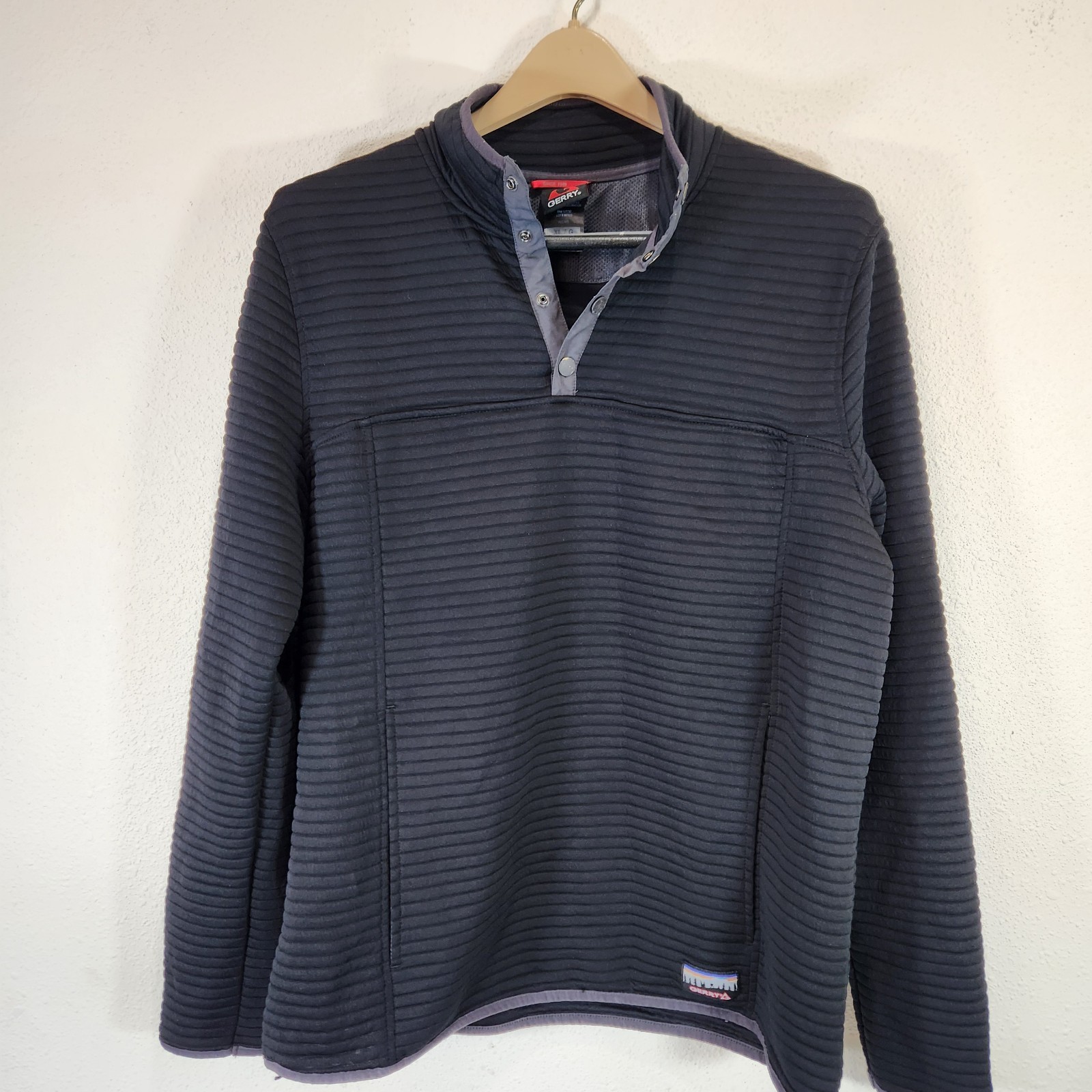 Gerry Ribbed Pullover Jacket Black Polyester Rugg… - image 1