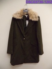 Women's Size 12 Toshop Monica Faux Fur Collar Coat Olive Green 07c09rolv