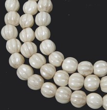 50 Czech Glass Melon Round Beads 5mm - Opaque - Luster Champagne