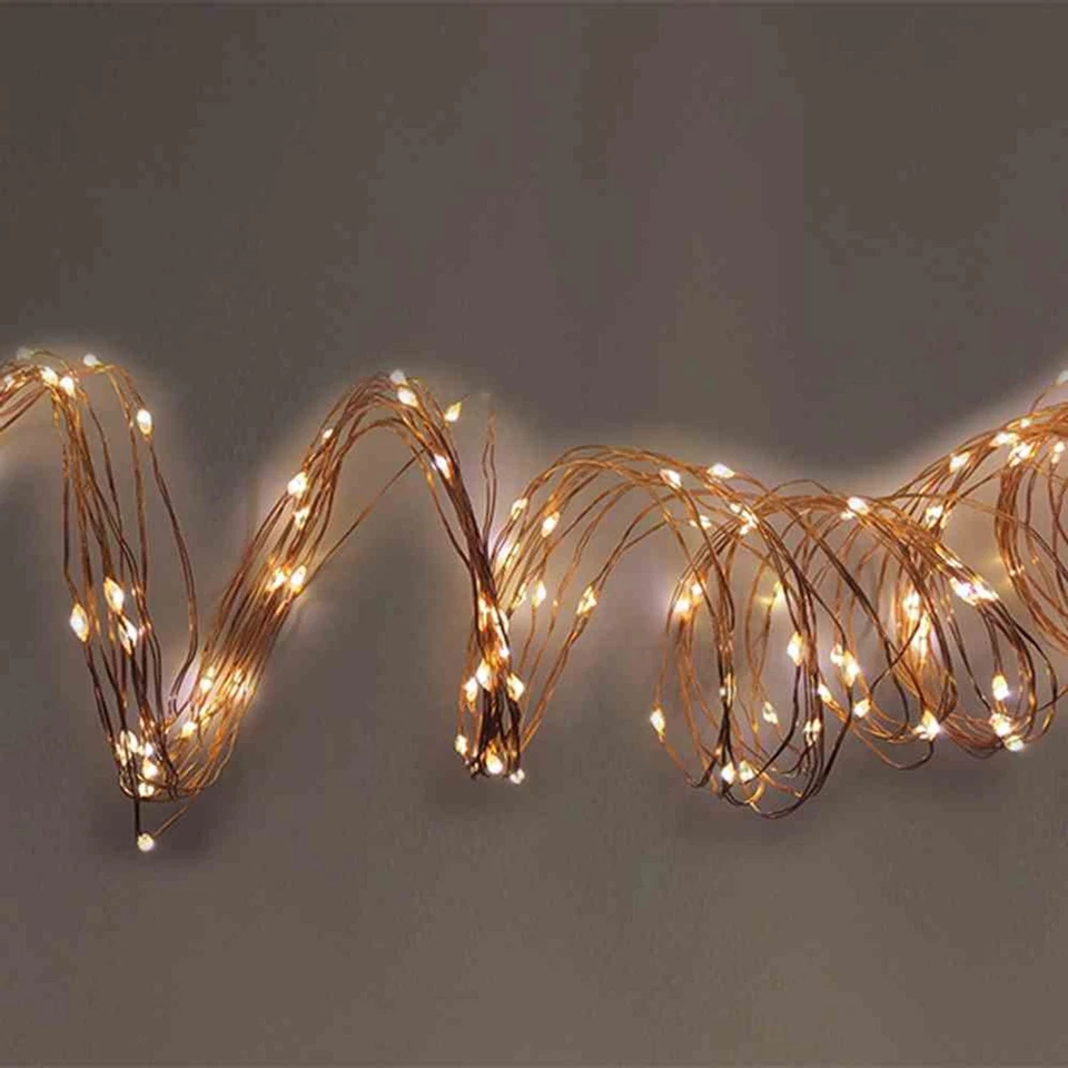 Led-Kupferdrahtkette Temporizador 30er Blanco Cálido Interior, para 3AA Luces - Imagen 1 de 1